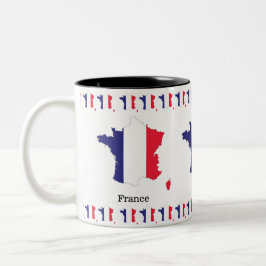 Frankreich Flagge auf Karte Souvenir Design Zweifarbige Tasse