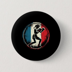 Frankreich Flagge Boxer - weibliches Kickboxen _1 Button