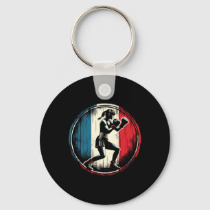 Frankreich Flagge Boxer - weibliches Kickboxen _1 Schlüsselanhänger