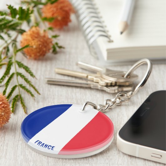 Frankreich Flagge Charming Patriotic Schlüsselanhänger (Vorderseite rechts)