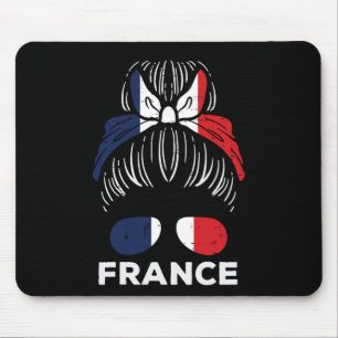 Frankreich-Flagge Französisches Mädchen Haarknoten Mousepad