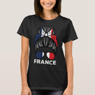 Frankreich-Flagge Französisches Mädchen Haarknoten T-Shirt