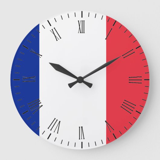 Frankreich-Flagge Große Wanduhr (Vorderseite)