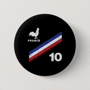 Frankreich-Flagge Hahn Nummer 10 Fußball-Fan Männe Button
