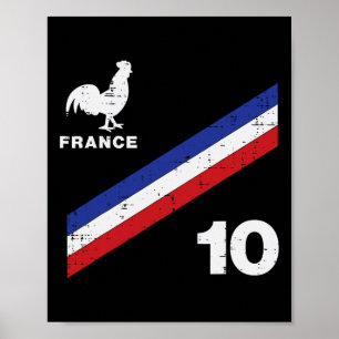 Frankreich-Flagge Hahn Nummer 10 Fußball-Fan Männe Poster