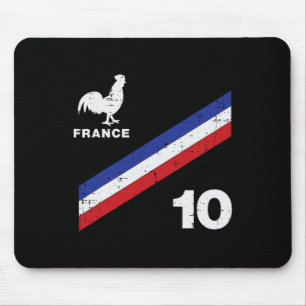 Frankreich-Flagge Hahn Nummer 10 Fußballfan Männer Mousepad