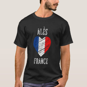 Frankreich Flagge Herz Ales Stadt T-Shirt