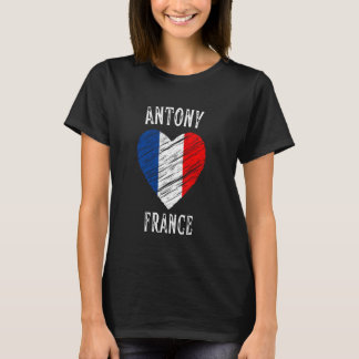 Frankreich-Flagge Herz Antony Stadt T-Shirt