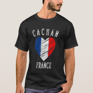 Frankreich-Flagge Herz Cachan Stadt T-Shirt
