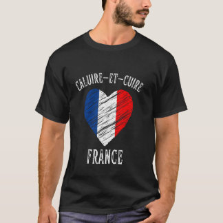 Frankreich Flagge Herz Caluire et Cuire Stadt T-Shirt
