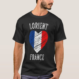 Frankreich Flagge Herz Lorient Stadt T-Shirt