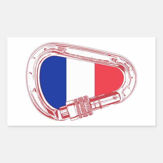 Frankreich Flagge Klettersteiger Carabiner Rechteckiger Aufkleber (Vorderseite)