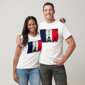 Frankreich Flagge mit Eiffelturm T-Shirt (Unisex)