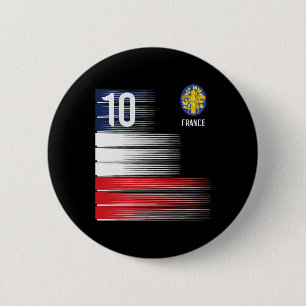 Frankreich-Flagge Nummer 10 Französische Fußball-M Button