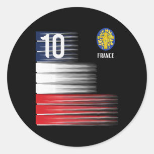 Frankreich-Flagge Nummer 10 Französische Fußball-M Runder Aufkleber
