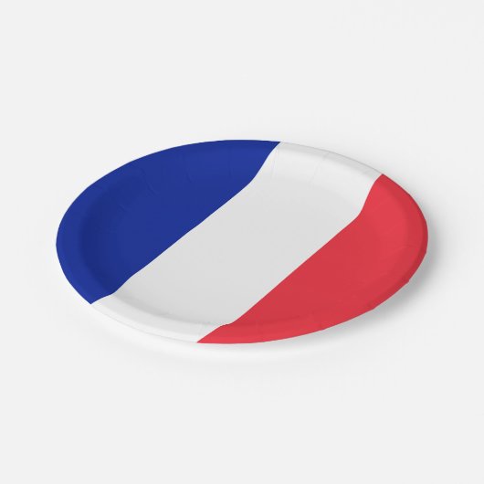 Frankreich-Flagge Pappteller (Schrägansicht)