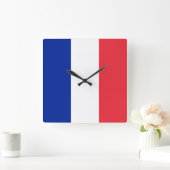Frankreich-Flagge Quadratische Wanduhr (Zuhause)