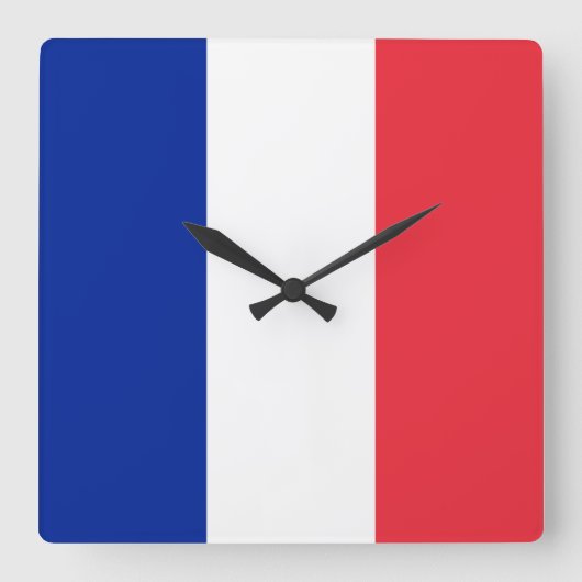 Frankreich-Flagge Quadratische Wanduhr (Vorderseite)