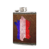 Frankreich - Flagge und Karte Flachmann (Links)