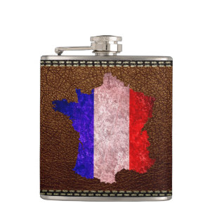 Frankreich - Flagge und Karte Flachmann