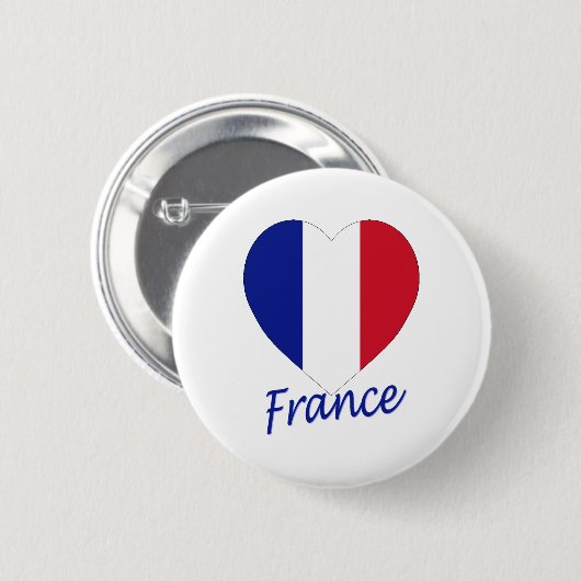 Frankreich-Flaggen-Herz Button (Vorne & Hinten)