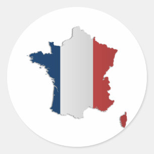 Frankreich-Flaggen-Karte Runder Aufkleber