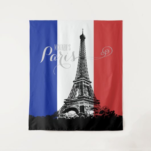 Frankreich Flaggeneiffel Tower Red White Blue Mono Wandteppich (Vorderseite)