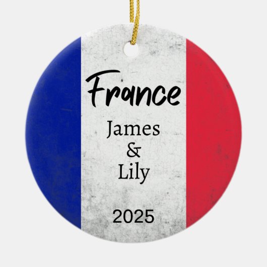 Frankreich - Flaggeneinrichtung, Personalisiertes Keramik Ornament (Vorne)