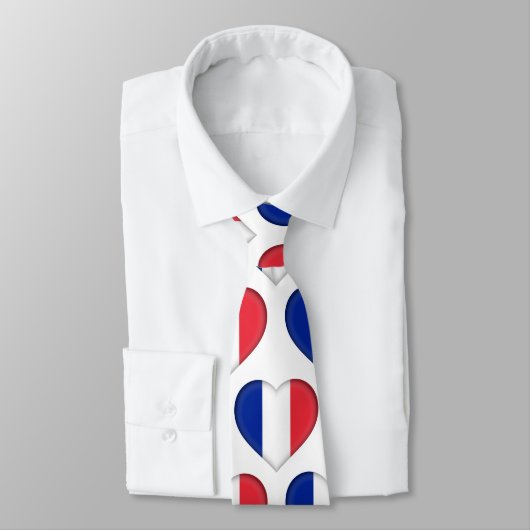 Frankreich Flaggenfarben Herzmuster Neck Tie Krawatte (Gebunden)