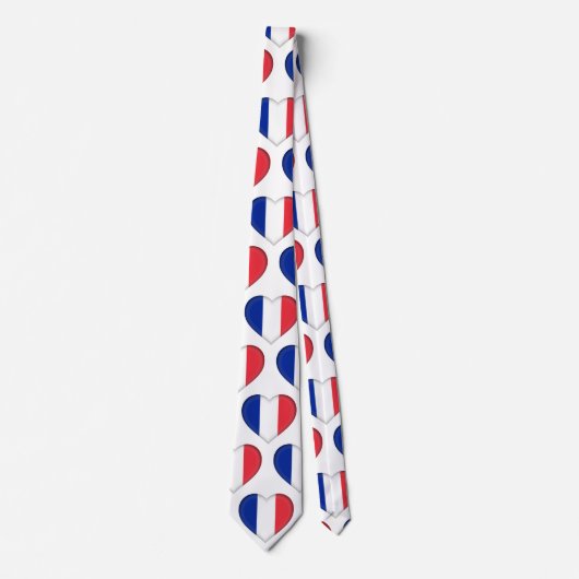 Frankreich Flaggenfarben Herzmuster Neck Tie Krawatte (Vorderseite)