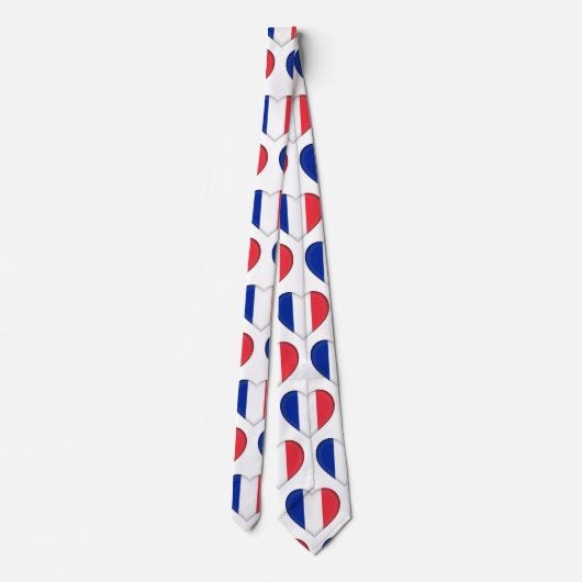 Frankreich Flaggenfarben Herzmuster Neck Tie Krawatte (Rückseite)