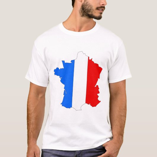 Frankreich-Flaggenkarte T-Shirt (Vorderseite)