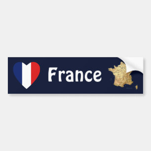 Frankreich Flaggenschwerpunkt + Karte Autoaufklebe Autoaufkleber