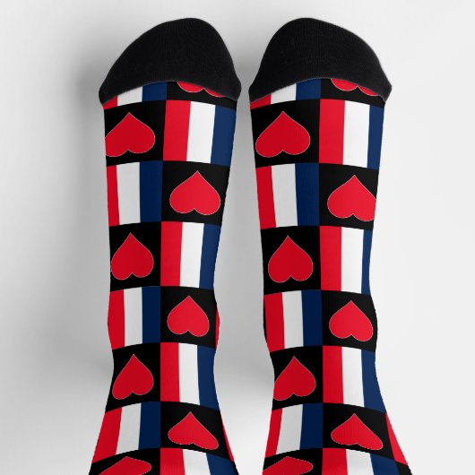 Frankreich Flaggenstaat Herzmuster Französischer N Socken (Oben)