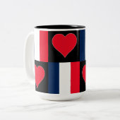 Frankreich Flaggenstaat Herzmuster Patriotischer f Zweifarbige Tasse (Vorderseite Links)