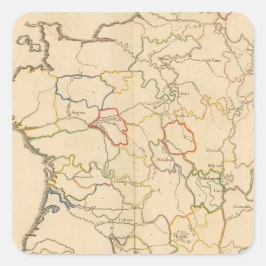 Frankreich Flüsse Quadratischer Aufkleber (Vorderseite)