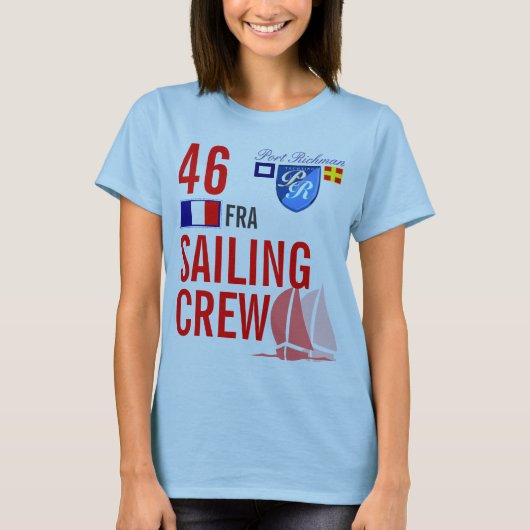 Frankreich FRA Sailing Crew Girly Nautical T-Shirt (Vorderseite)