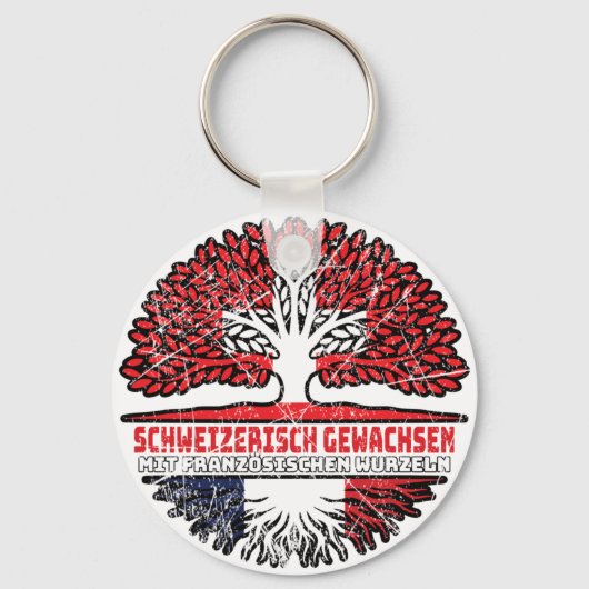 Frankreich Französch Schweizer Schweiz Baum Schlüsselanhänger (Vorderseite)