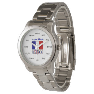 Frankreich Französisch Flaggen Blaue Personalisier Armbanduhr