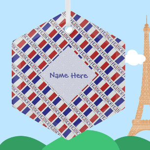 Frankreich Französische Flagge Blau Personalisiert Ornament Aus Glas