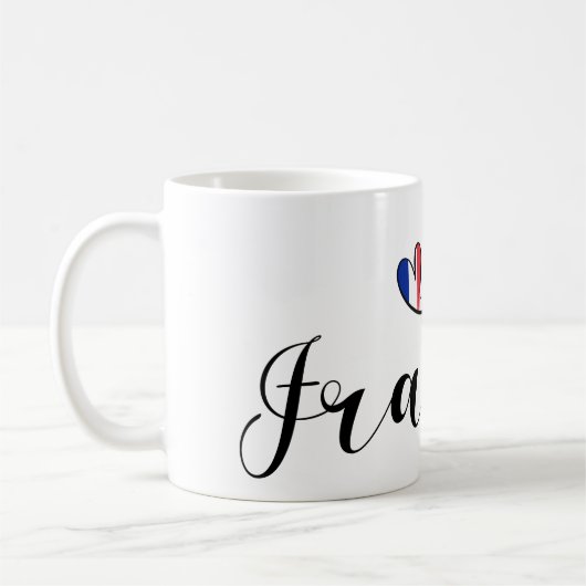 Frankreich, französische Flagge im Herzen Kaffeetasse (Links)
