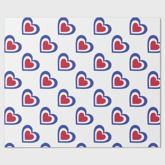 Frankreich/französische Flagge-inspirierte Herzen Geschenkpapier