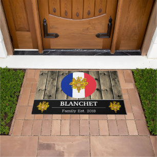 Frankreich & Französische Flagge Rustikales Holz / Fußmatte