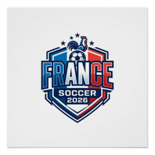 Frankreich Fußball 2026 Fußball Fett Land Typograf Poster