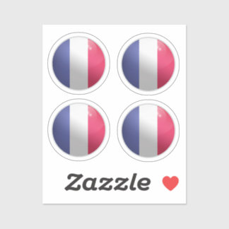 Frankreich - Glossy Circle Flag Aufkleber