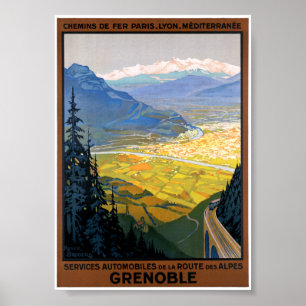 Frankreich Grenoble Vintage Travel Poster