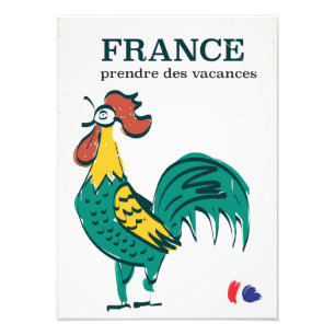 Frankreich Hahnenwurst Reiseplakat Fotodruck