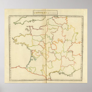 Frankreich-Hauptstadt-Konturen Poster