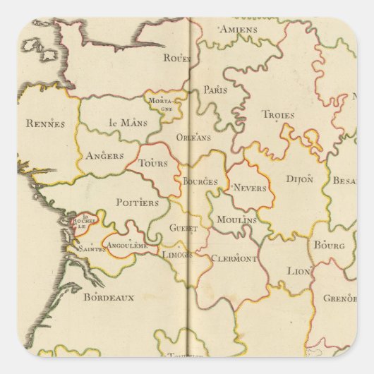 Frankreich Hauptstädte Quadratischer Aufkleber (Vorderseite)