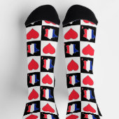 Frankreich Herz-Muster Französische Flagge Karte Socken (Oben)